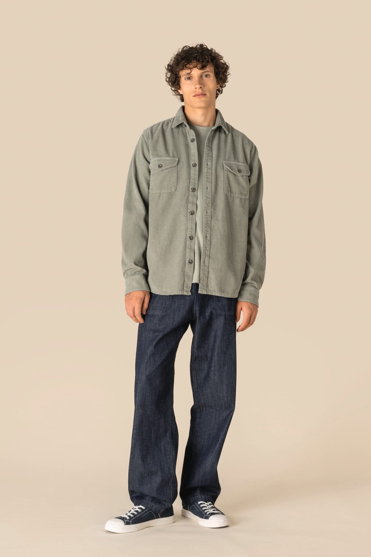 Spasso SP519 Ecologisch verwassen herenovershirt van ribfluweel