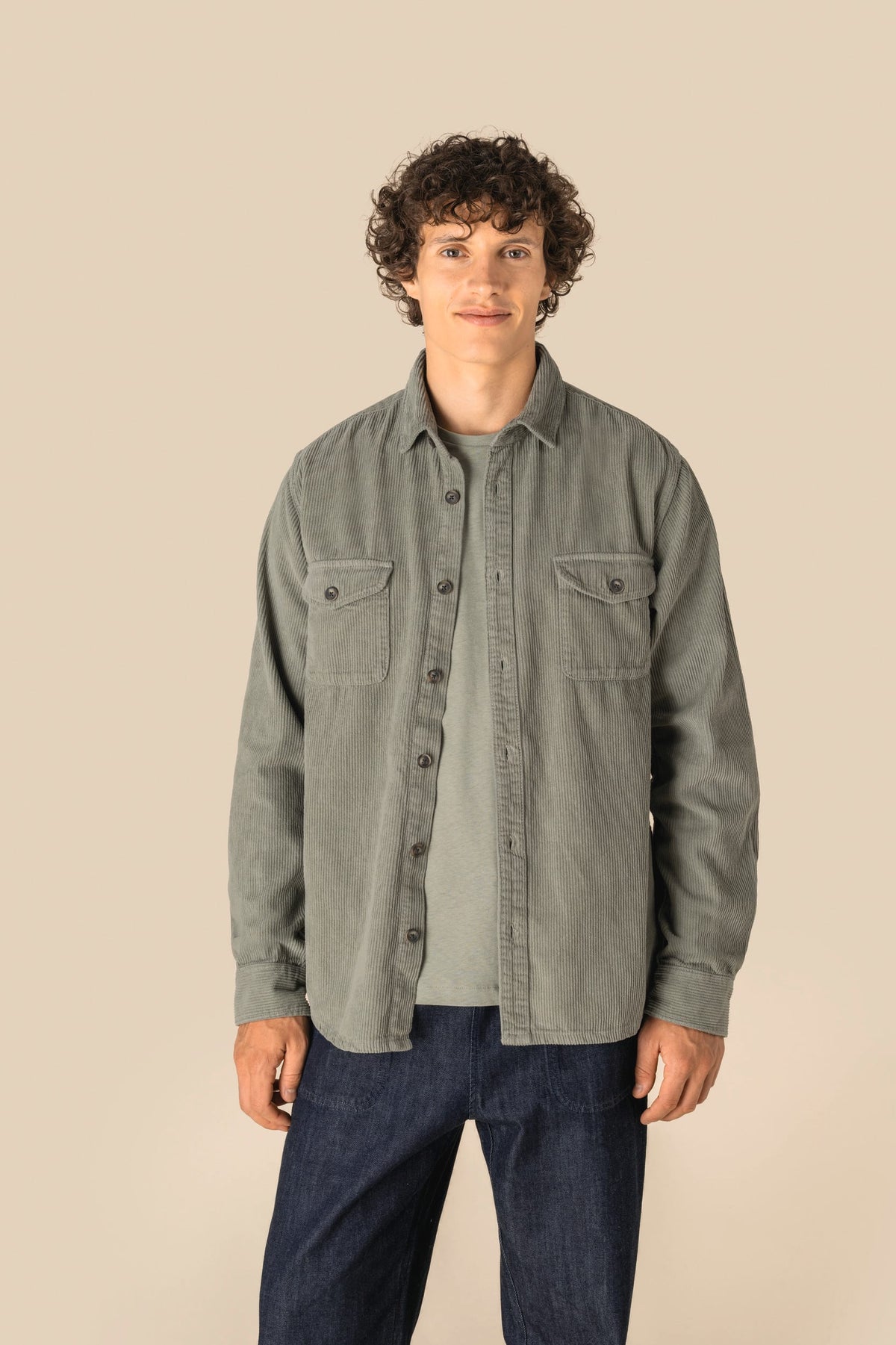 Spasso SP519 Ecologisch verwassen herenovershirt van ribfluweel