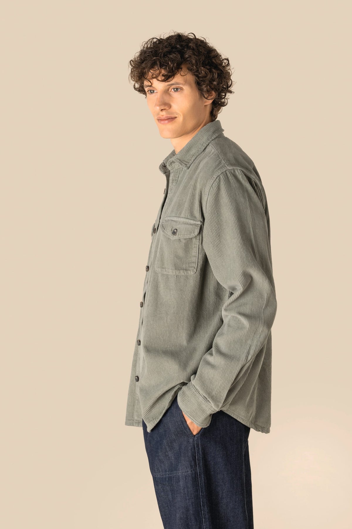 Spasso SP519 Ecologisch verwassen herenovershirt van ribfluweel