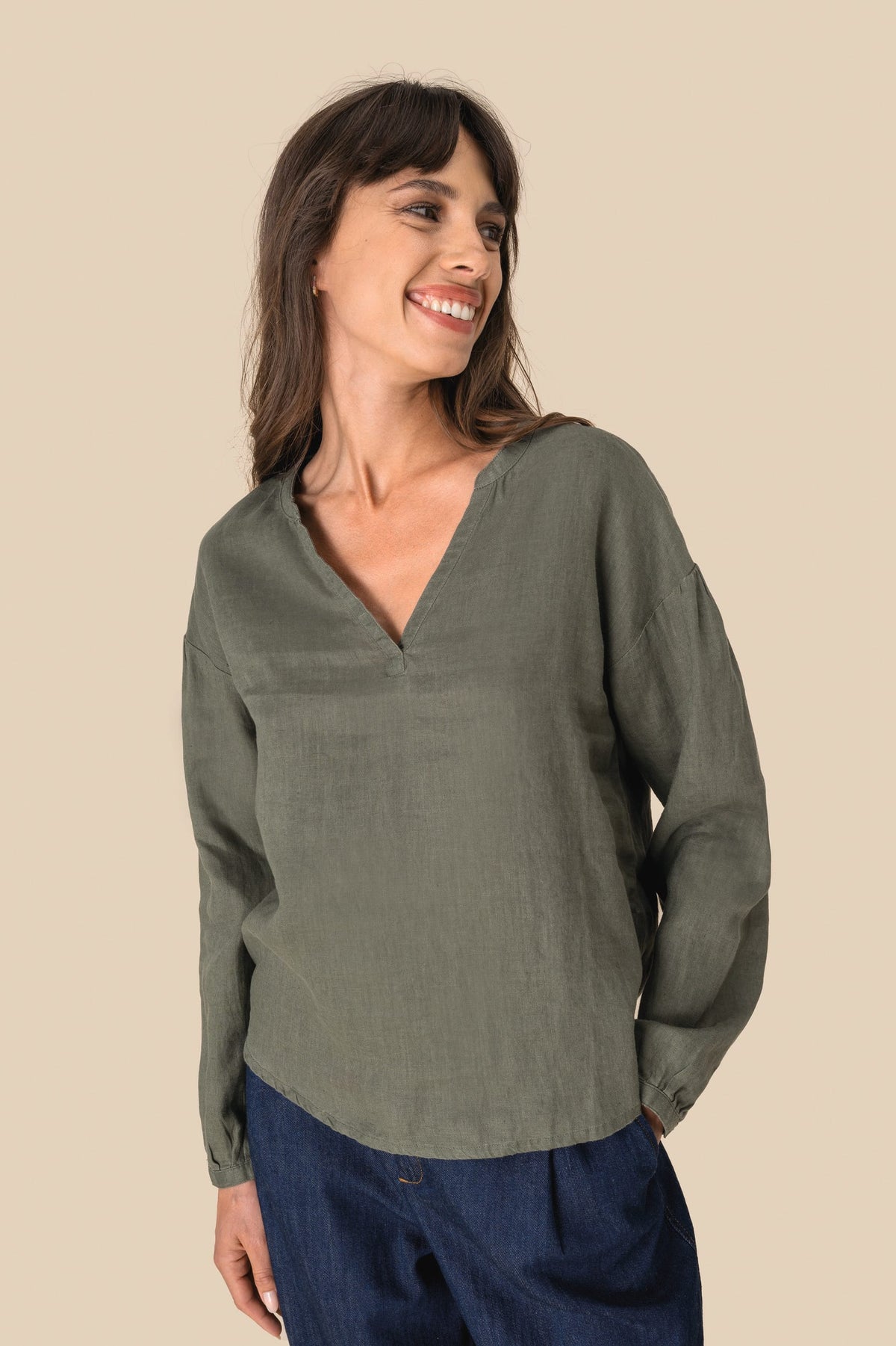 Spasso SP524 Linnen damesblouse