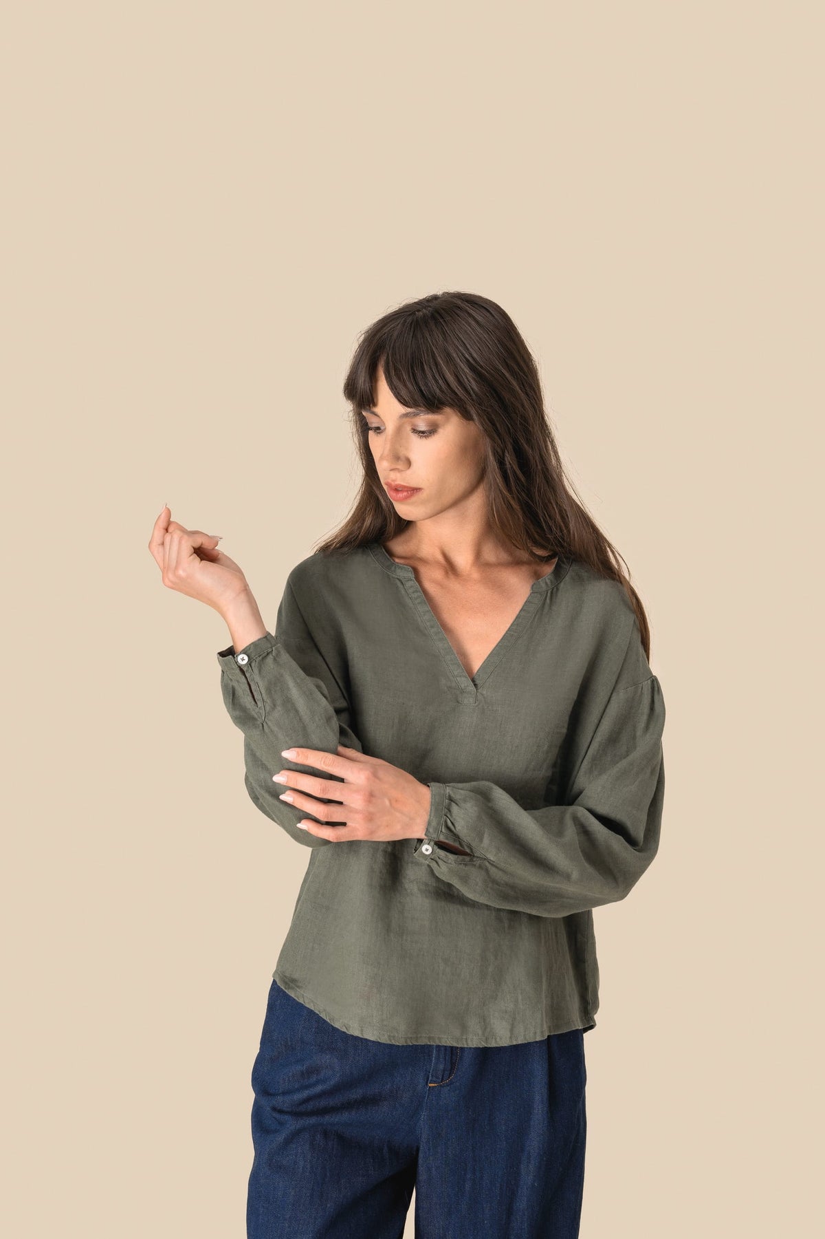 Spasso SP524 Linnen damesblouse