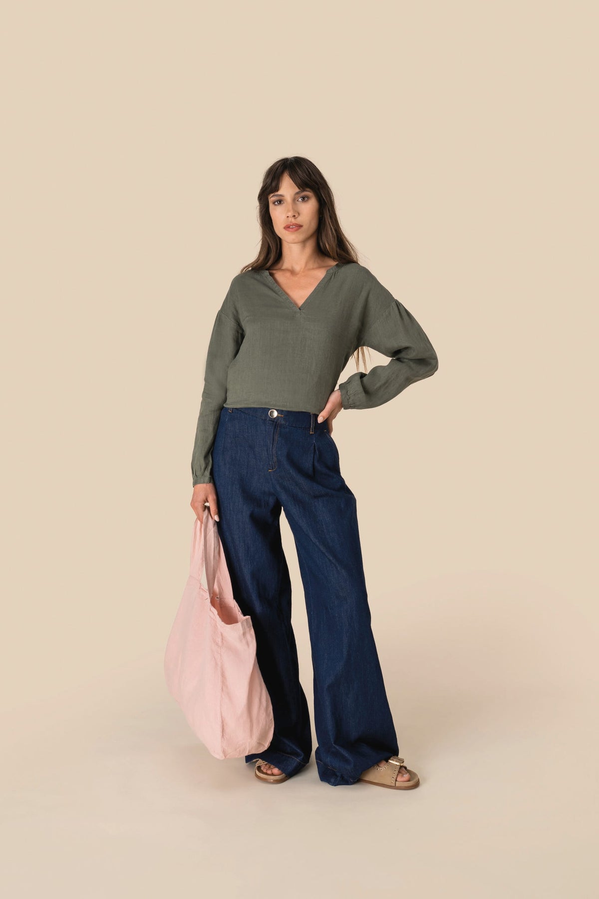 Spasso SP524 Linnen damesblouse