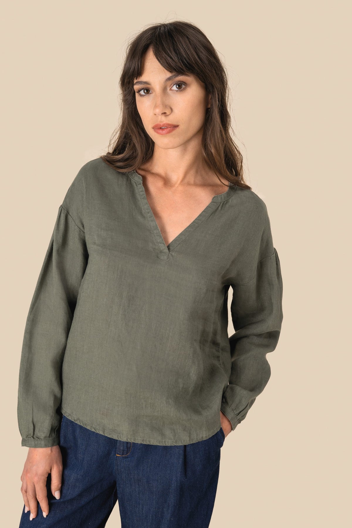 Spasso SP524 Linnen damesblouse