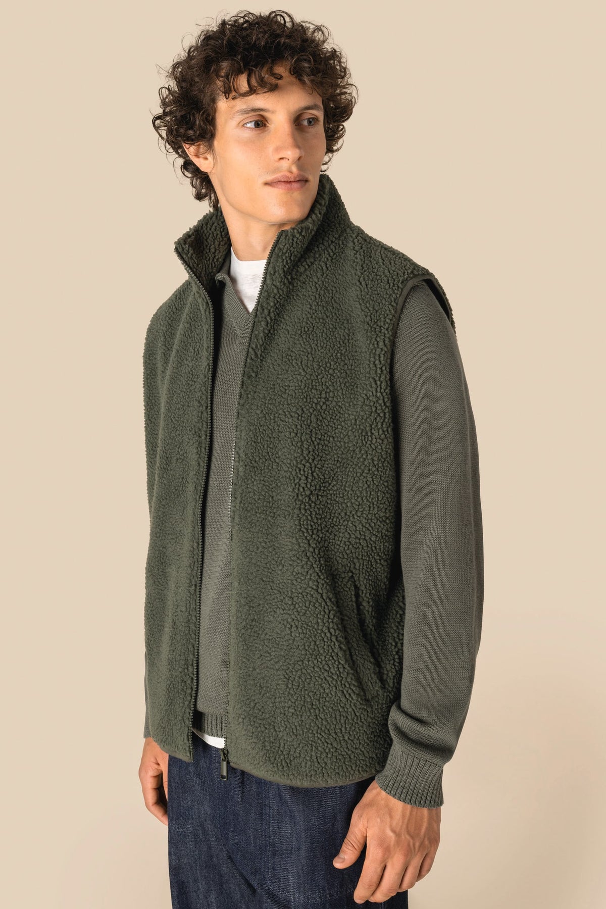 Spasso SP603 Mouwloos sherpa herenjasje