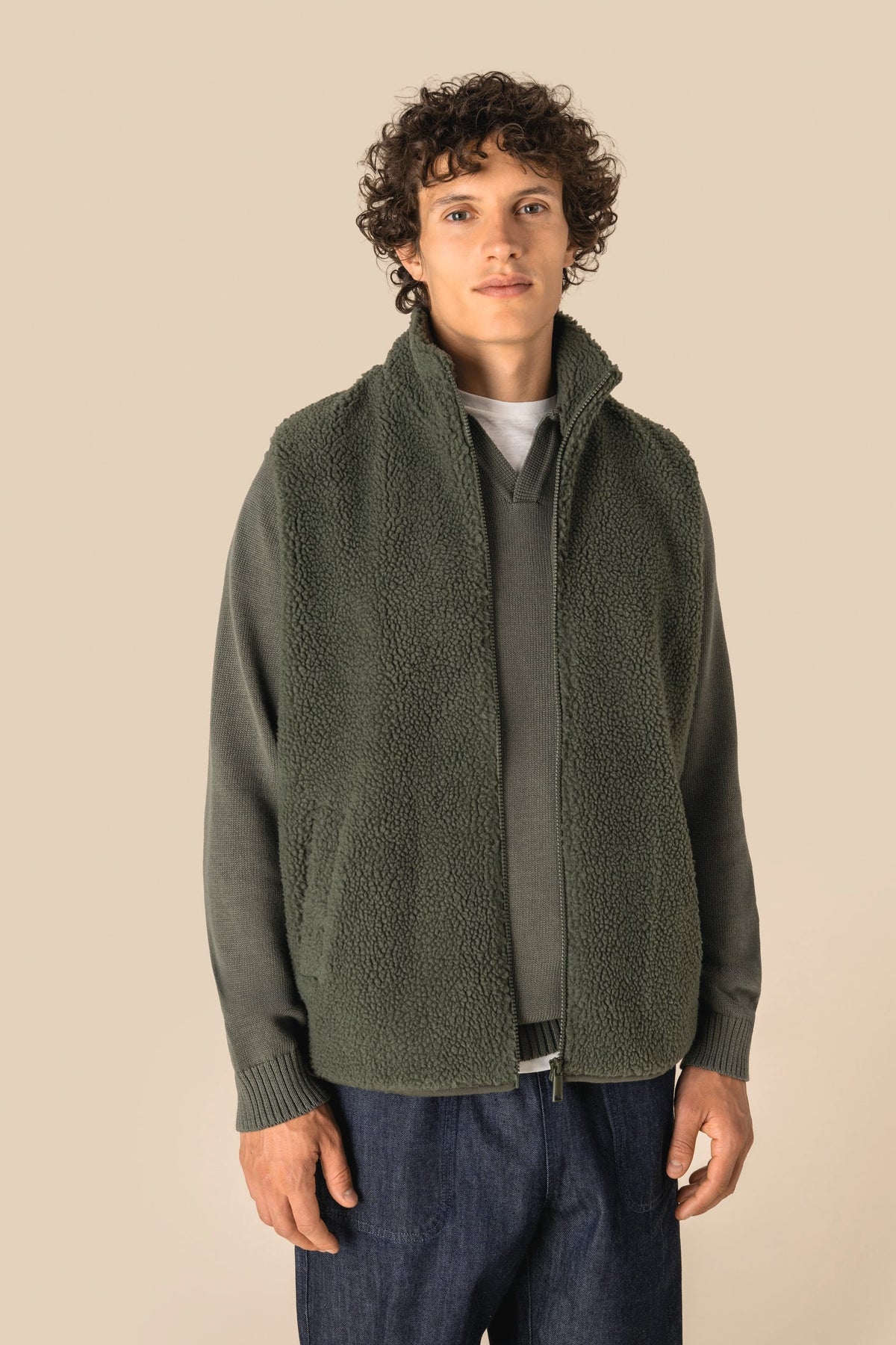 Spasso SP603 Mouwloos sherpa herenjasje