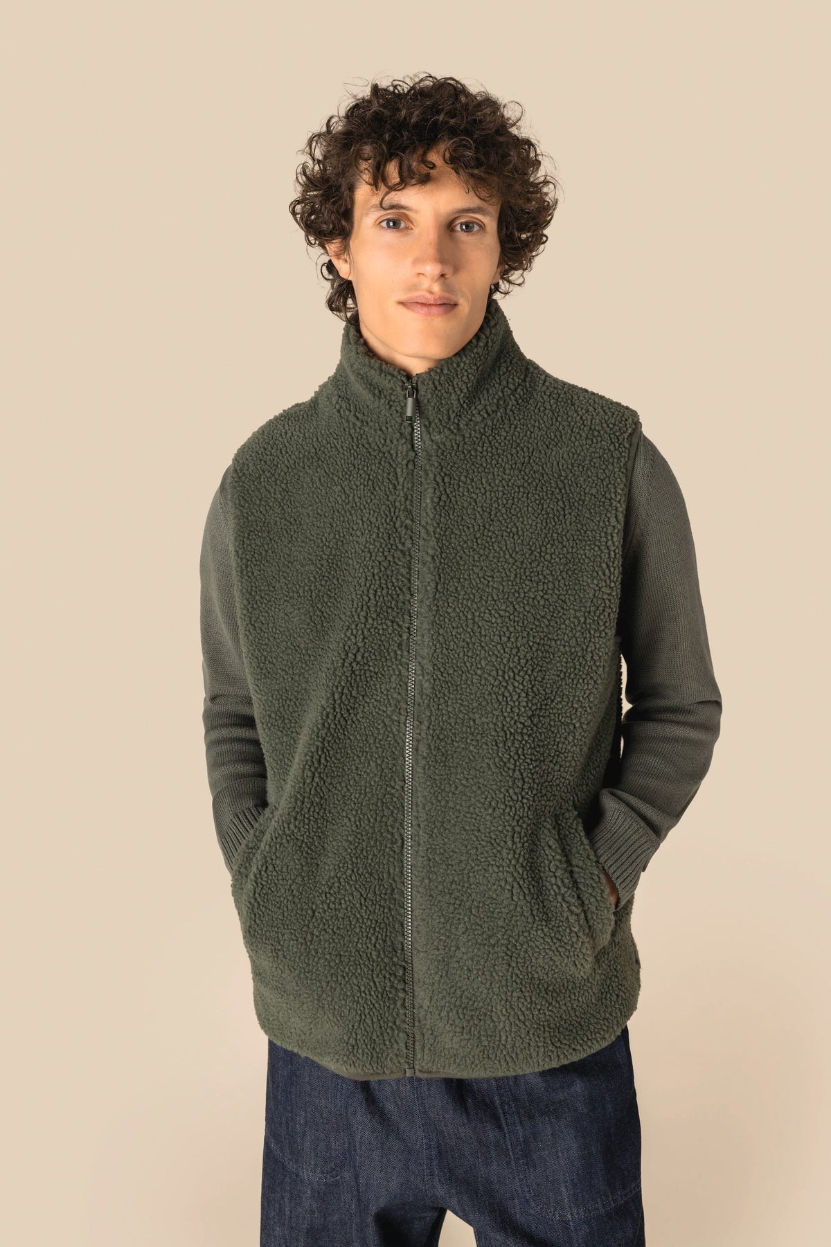 Spasso SP603 Mouwloos sherpa herenjasje
