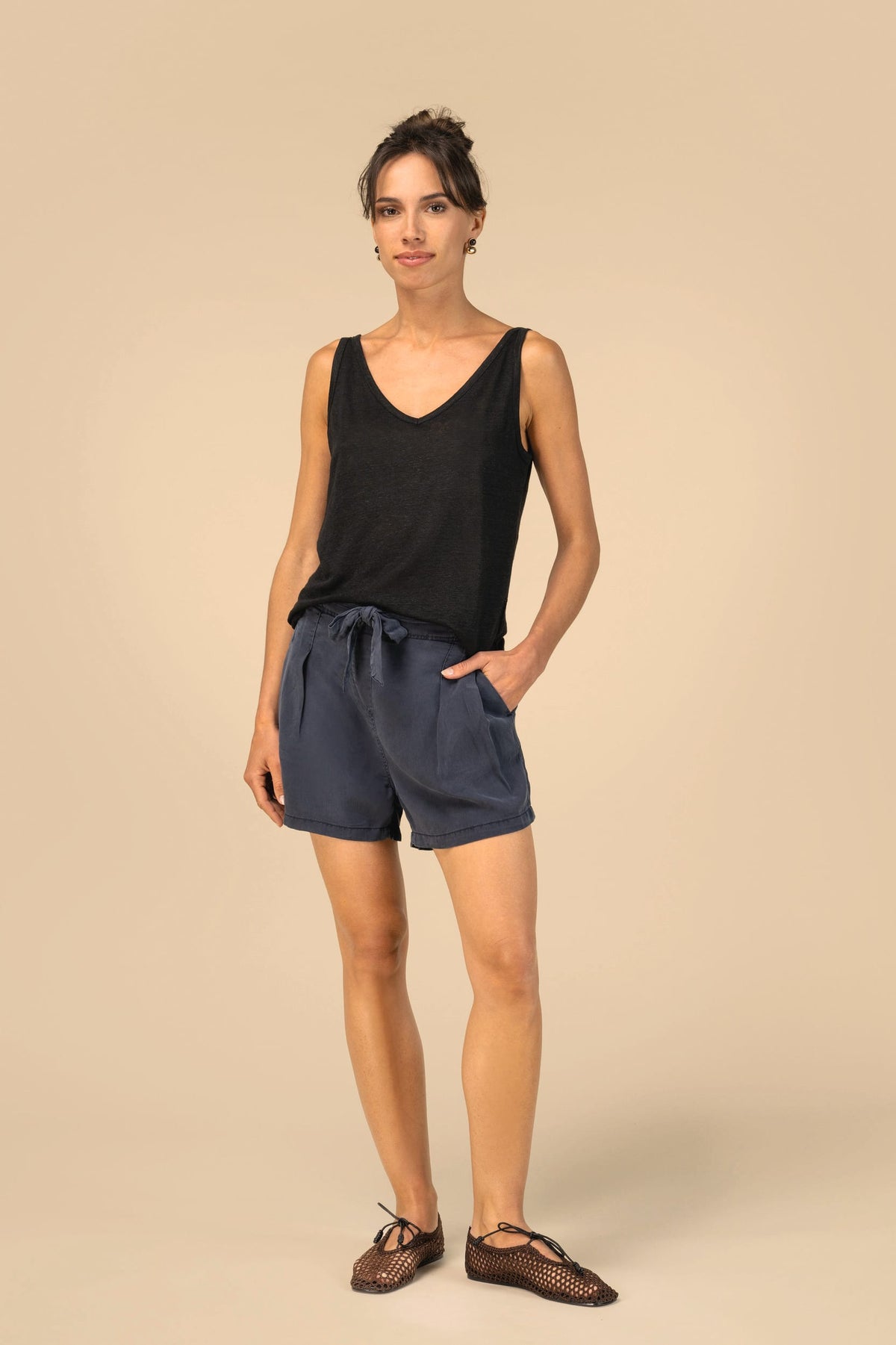 Spasso SP725 Ecologische verwassen damesshort van lyocell