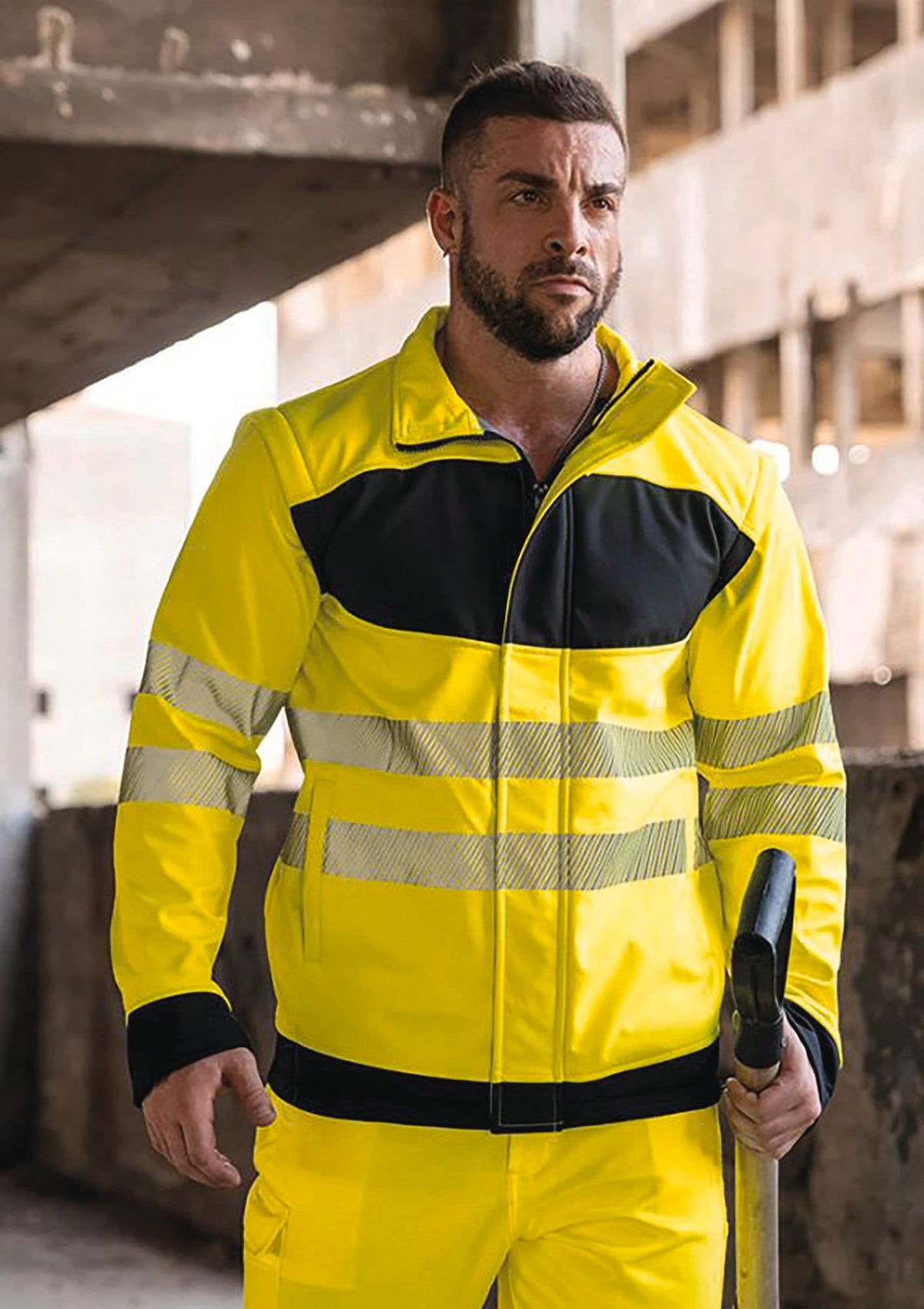 Korntex® TXEOSSJ Hi-Vis Softshell jack met zwarte borst