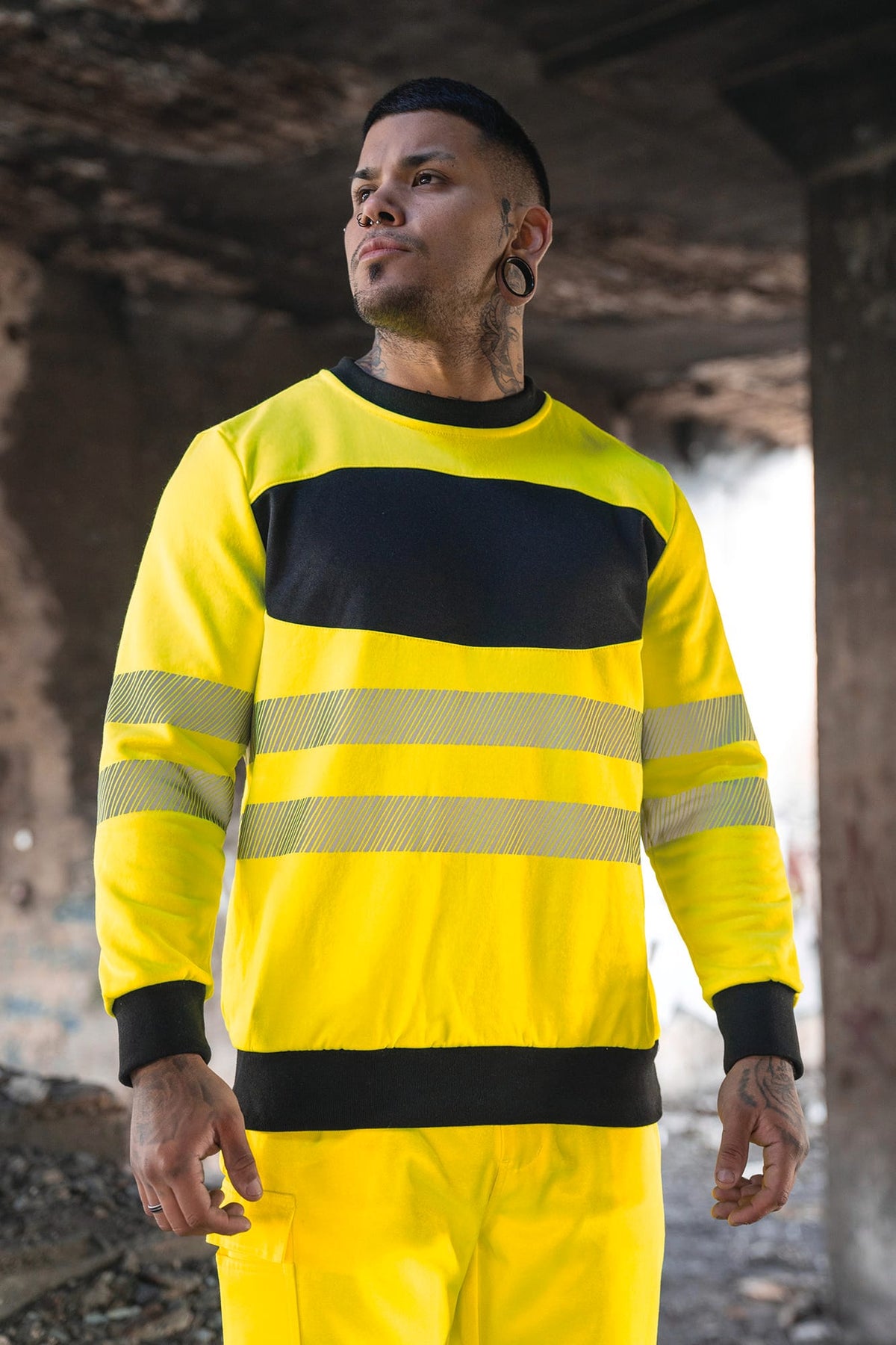Korntex® TXEOSSW Hi-Vis Sweatshirt met zwarte borst